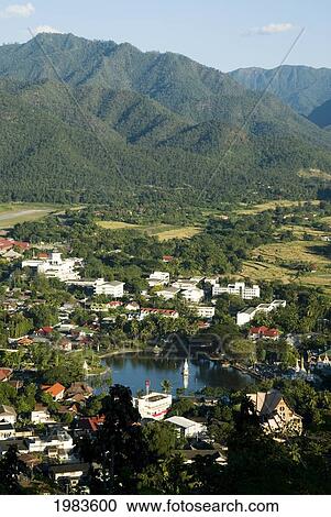 Thailand, Mae Hong Son Province, View from Wat overlooking Mae Hong Son; Wat Prathat Doi Kongmu View Large Photo Image Stock Image - Thailand, Mae Hong Son Province, View from Wat overlooking Mae Hong Son; Wat Prathat Doi Kongmu. Fotosearch