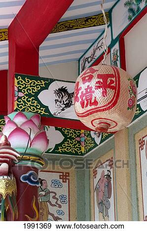 Thailand, Nong Bua Lumphu, Lantern At A Chinese Temple. View Large Photo Image Stock Photo - Thailand, Nong Bua Lumphu, Lantern At A Chinese Temple.. Fotosearch