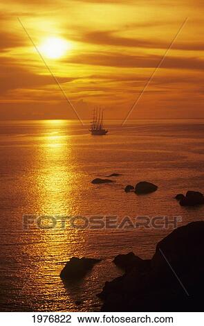 Thailand, Orange Sunset Over Four-Mastered Cruiseship On Ocean; Similan Islands View Large Photo Image Stock Image - Thailand, Orange Sunset Over Four-Mastered Cruiseship On Ocean; Similan Islands. Fotosearch