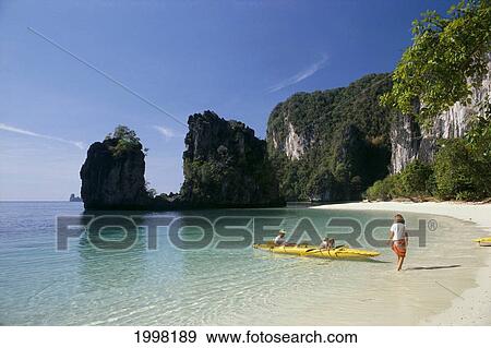 Thailand, Phangna Bay, Family In Kayak, Calm Waters View Large Photo Image Stock Photo - Thailand, Phangna Bay, Family In Kayak, Calm Waters. Fotosearch
