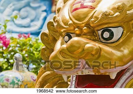 Thailand, Phitsanulok, Chinese Style Lion Statue. View Large Photo Image Stock Image - Thailand, Phitsanulok, Chinese Style Lion Statue.. Fotosearch