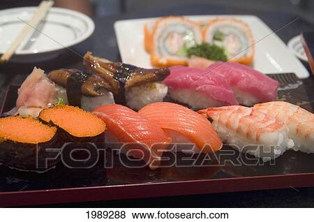 Stock Photo - Thailand, Phuket, Close-Up Of A Plate Of Sushi.. Fotosearch
