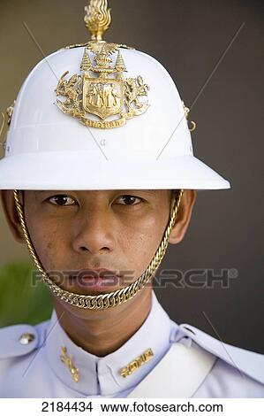 Thailand, Portrait Of Guard From Grand Palace; Bangkok View Large Photo Image Picture - Thailand, Portrait Of Guard From Grand Palace; Bangkok. Fotosearch