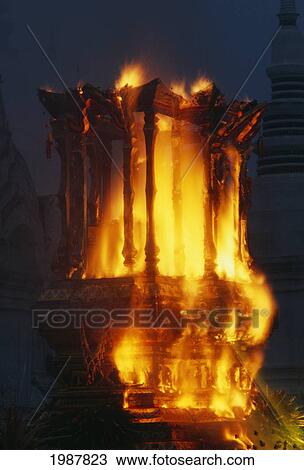 Thailand, Royal Cremation burning at night; Chiang Mai View Large Photo Image Stock Image - Thailand, Royal Cremation burning at night; Chiang Mai. Fotosearch
