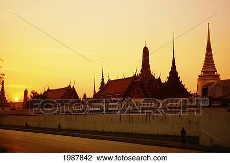 Thailand, Royal Palace complex seen from outside gate at sunrise; Bangkok View Large Photo Image Stock Image - Thailand, Royal Palace complex seen from outside gate at sunrise; Bangkok. Fotosearch
