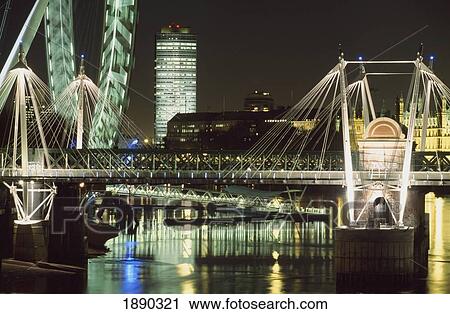 Stock Image - Thames Skyline At Night. Fotosearch