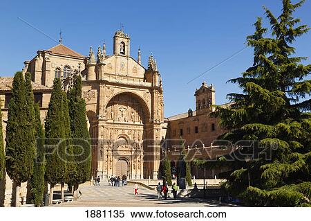 Stock Photography - The 16Th Century Dominican Covenant Of Saint Stephen With It's Plateresque Arch (Convento De San Esteban); Salamanca, Salamanca Province, Spain. Fotosearch