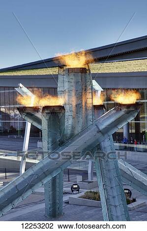 Stock Image - The 2010 Winter Olympic Games Cauldron; Vancouver, British Columbia, Canada. Fotosearch