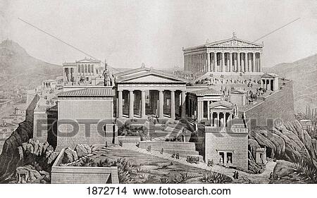 The Acropolis, Athens, Greece As It Would Have Appeared In Ancient Times. From The Book Harmsworth History Of The World Published 1908. View Large Photo Image Picture - The Acropolis, Athens, Greece As It Would Have Appeared In Ancient Times. From The Book Harmsworth History Of The World Published 1908.. Fotosearch