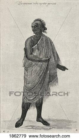 Stock Photo - The Aged Man In His Winter Garment Engraving From The Original Drawing Made In 1585 By John White 1540-1606 Virginian Pioneer And English Colonist In America From The Book The Century Illustrated Monthly Magazine May To October 1883. Fotosearch