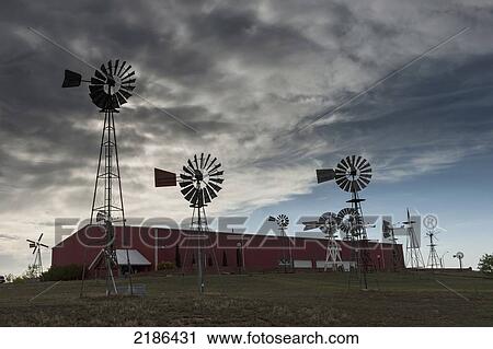 Stock Image - The American Wind Power Center For The American-Style Water Pumping Windmills, Lubbock, Texas, Usa. Fotosearch