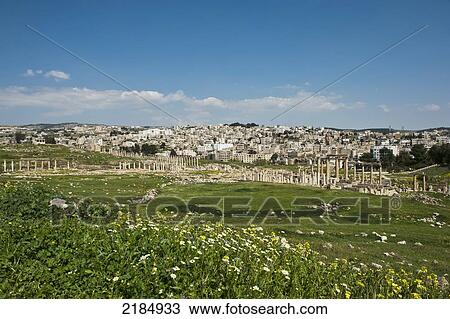 Stock Image - The Ancient City Of Jerash, The Decapolis City, Jordan, Middle East. Fotosearch
