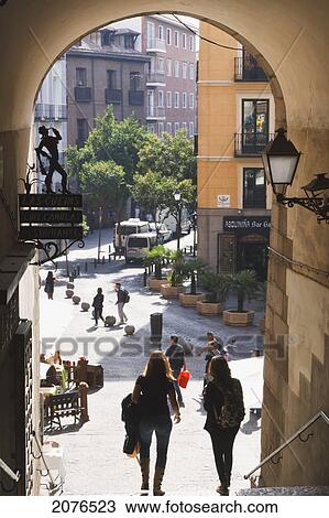 Stock Image - The Arco De Cuchilleros Which Leads Into The Plaza Mayor; Madrid Spain. Fotosearch