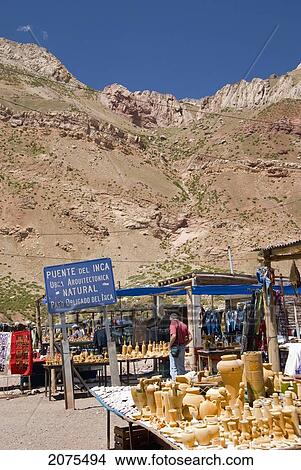 Picture - The Artisan Market At Puente Del Inca In The Andes; Mendoza Argentina. Fotosearch