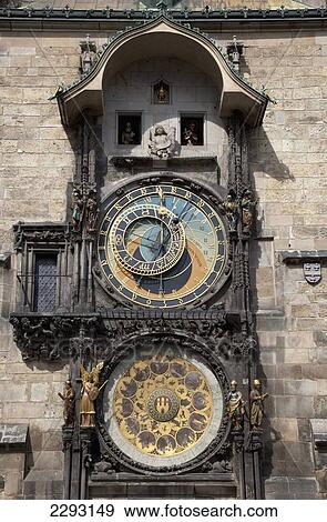 Stock Photo - The Astronomical Clock, Prague Town Hall, Czech Republic, Europe. Fotosearch