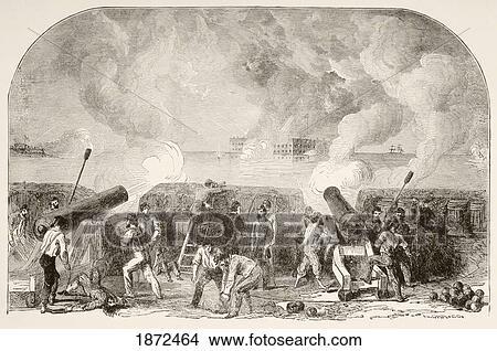 Picture - The Attack On Fort Sumter, April 12 And 13, 1861, First Battle Of American Civil War. From A 19Th Century Illustration.. Fotosearch