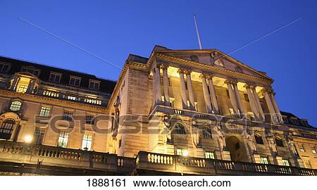 Stock Image - The Bank Of England At Dusk, Low Angle View. Fotosearch