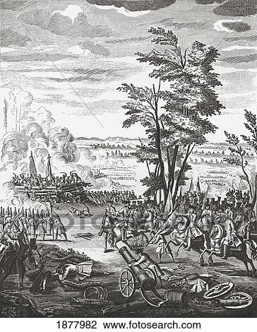 Stock Image - The Battle Of Malplaquet, France, 11 September 1709. One Of The Main Battles Of The War Of The Spanish Succession. From The Book Short History Of The English People By J. R. Green, Published London 1893. Fotosearch