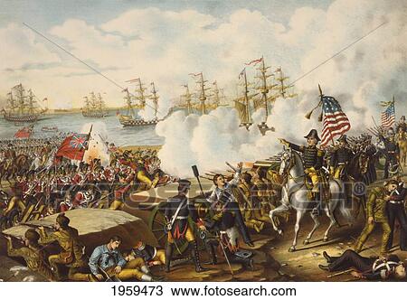 Stock Image - The Battle Of New Orleans, January 8, 1815. Final Battle Of The War Of 1812, Resulting In Victory For The American Forces Against The British. After A 19Th Century Work.. Fotosearch