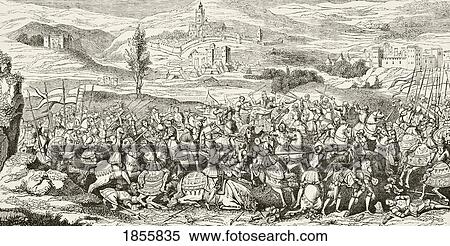 Stock Photography - The Battle Of Spurs Or Battle Of Guinegate, France, August 16, 1513 From The National And Domestic History Of England By William Aubrey Published London Circa 1890. Fotosearch