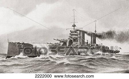 Stock Image - The Battlecruiser Hms Queen Mary, Sunk In The Battle Of Jutland During World War I. From The Year 1916 Illustrated.. Fotosearch
