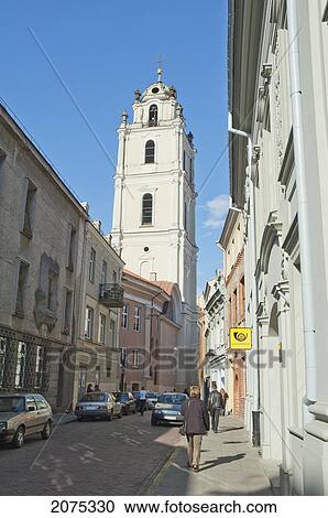 Stock Image - The Bell Tower Of The Church Of St. John, Vilnius, Lithuania. Fotosearch