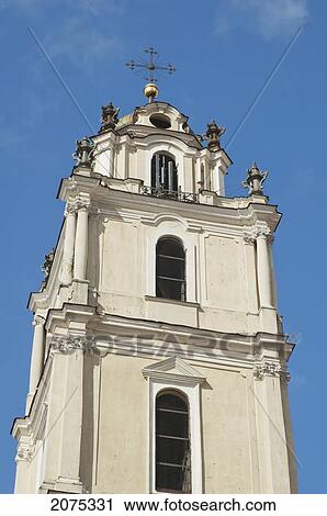 Stock Image - The Bell Tower Of The Church Of St. John, Vilnius, Lithuania. Fotosearch