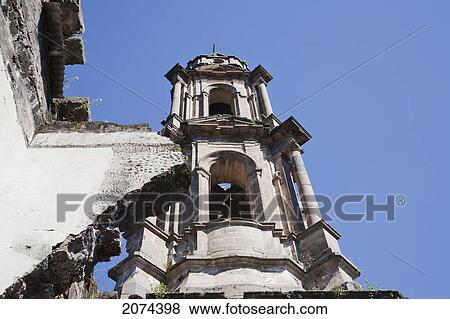 The Bell Tower Of The San Juan Parangaricutiro Church Destroyed By The Paricut View Large Photo Image Stock Photo - The Bell Tower Of The San Juan Parangaricutiro Church Destroyed By The Paricut. Fotosearch