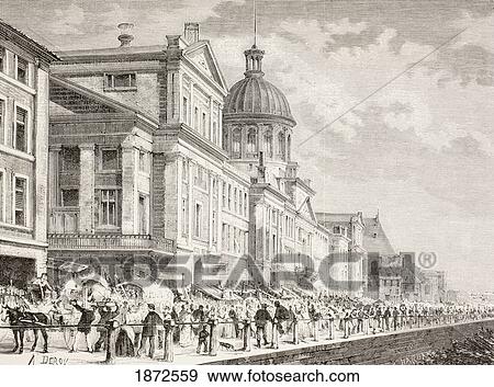 Stock Photo - The Bonsecours Market In Montreal, Canada. From A 19Th Century Illustration.. Fotosearch