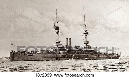 The British Battleship Majestic, Later Torpedoed And Sunk By An Enemy Submarine During World War I. From The Illustrated War News 1915. View Large Photo Image Stock Photo - The British Battleship Majestic, Later Torpedoed And Sunk By An Enemy Submarine During World War I. From The Illustrated War News 1915.. Fotosearch