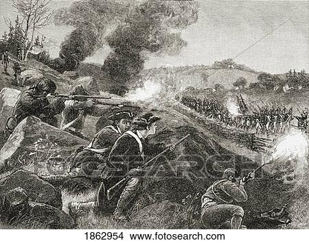Picture - The British Retreating From Lexington. Battle Of Lexington And Concorde April 1775. From The Book A Brief History Of The United States Published By A. S. Barnes And Company Circa 1885.. Fotosearch