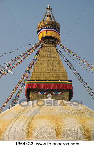 Stock Image - The Buddhist Stupa; Bodhnath, Kathmandu, Nepal. Fotosearch