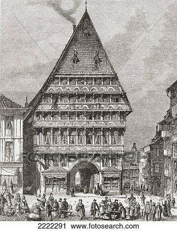 The Butchers' Guild Hall, Market Place, Hildesheim, Lower Saxony, Germany In The 19Th Century. From Pictures From The German Fatherland Published C. 1880. View Large Photo Image Stock Image - The Butchers' Guild Hall, Market Place, Hildesheim, Lower Saxony, Germany In The 19Th Century. From Pictures From The German Fatherland Published C. 1880.. Fotosearch