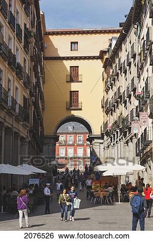 Stock Photograph - The Calle Toledo Entrance To The Plaza Mayor; Madrid Spain. Fotosearch