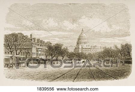 Stock Photograph - The Capitol Building Washington Dc In 1870S. From American Pictures Drawn With Pen And Pencil By Rev Samuel Manning Circa 1880. Fotosearch