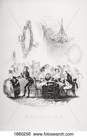 Stock Photograph - The Card Room At Bath. Illustration From The Charles Dickens Novel The Pickwick Papers By H. K. Browne Known As Phiz. Fotosearch