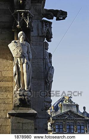 Stock Image - The Carved Stone Facade Of The Hotel De Ville. Fotosearch
