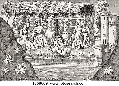 Stock Photo - The Castle Of Alamond And Its Enchantments. Copy Of Miniature In 15Th Century Manuscript Of Marco PoloÃƒâ€šÃ‚Â´S Travels. Fotosearch
