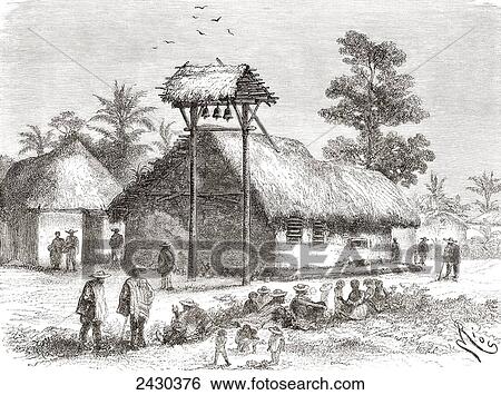 Stock Photograph - The cathedral, Los Llanos, Venezuela in the 19th century. From Am. Fotosearch
