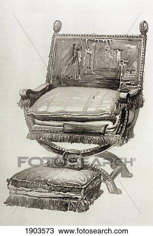 Stock Image - The Chair In Which King Charles I Sat During His Trial. From Memoirs Of The Martyr King By Allan Fea Published 1905.. Fotosearch