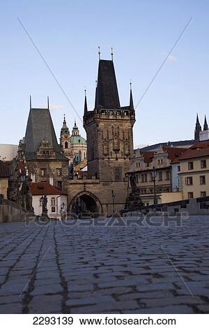 Stock Photo - The Charles Bridge at dawn, Prague, Czech Republic, Europe. Fotosearch