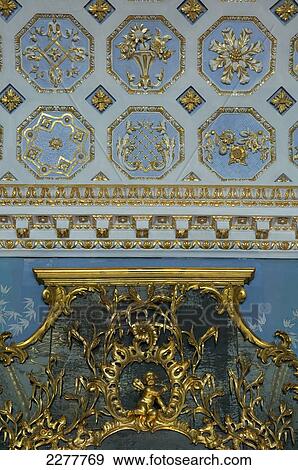 Stock Photo - The Chinese Drawing Room, Grimsthorpe Castle Park and Gardens; Bourne, Lincolnshire, England. Fotosearch