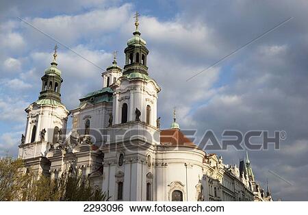 Stock Photograph - The Church of St Nicholas (Mikulas), Old Town Square, Prague, Czech Republic, Europe. Fotosearch