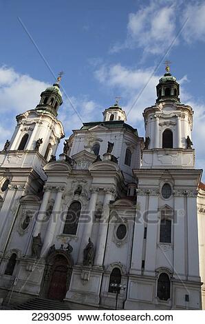 Stock Photography - The Church of St Nicholas (Mikulas), Old Town Square, Prague, Czech Republic, Europe. Fotosearch