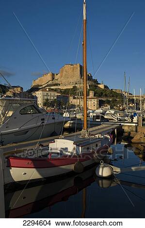 Picture - The citadel and harbour of Bonifacio. Corsica. France.. Fotosearch