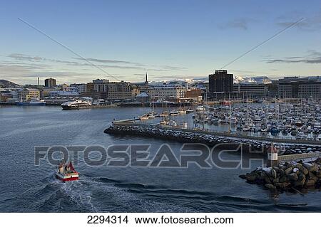 Picture - The city and harbour of Bodo; Norway. Fotosearch