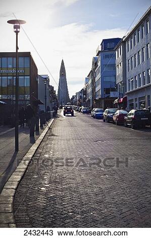 Stock Image - The city around Hallgrimskirkja Church; Reykjavik, Iceland. Fotosearch