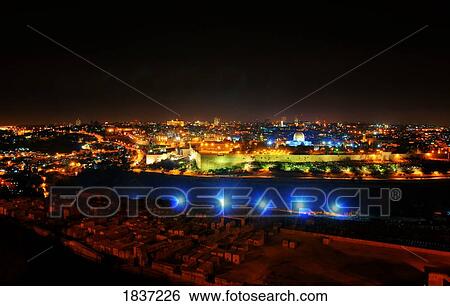 The City Of Jerusalem At Night; Jerusalem, Israel View Large Photo Image Stock Photograph - The City Of Jerusalem At Night; Jerusalem, Israel. Fotosearch