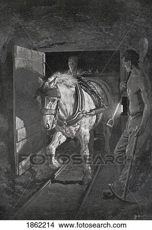 Picture - The Coal Strike Scene In A Coal Mine From The Book The Year 1912 Illustrated Published London 1913. Fotosearch