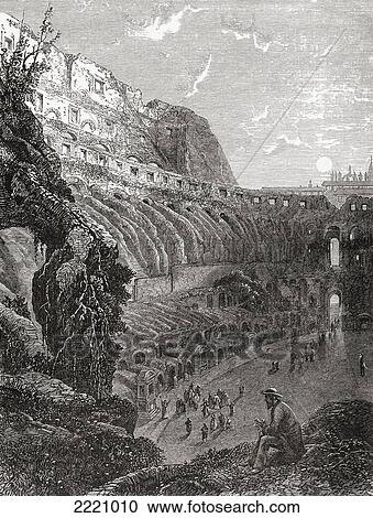 Stock Image - The Colosseum, Rome, Italy Before The 1874 Excavations. From Italian Pictures Published 1895.. Fotosearch